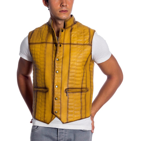 Caden Leather Vest // Yellow (XS)