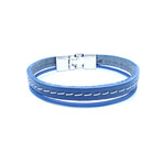 Touch Collection // Stitch Bracelet + Toggle Clasp // Denim Blue + Cream
