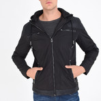 Mixed Media Hooded Jacket // Black (XL)