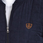 Quilted Textured Vest // Navy Blue (L)