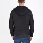 Mixed Media Hooded Jacket // Black (L)