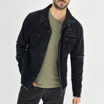 Distressed Shirt Jacket // Black (XL)