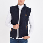 Quilted Textured Vest // Navy Blue (S)