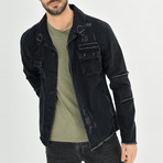 Distressed Shirt Jacket // Black (2XL)