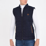 Quilted Textured Vest // Navy Blue (L)