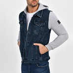 Denim Shirt Vest Jacket // Navy Blue (L)