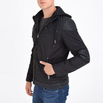 Mixed Media Hooded Jacket // Black (XL)