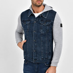 Denim Shirt Vest Jacket // Navy Blue (L)