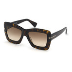 Women's FT0664-52F-55 Hutton Sunglasses // Dark Havana + Gradient Brown
