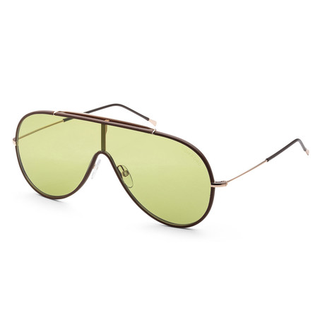 Unisex FT0671-48N-00 Mack Sunglasses // Shiny Dark Brown + Green