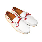 Hand Finish Bow Tie Driving Shoe // White (US: 9)