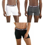 3 Pack Athletic Boxer Brief // Black + White + Striped (S)