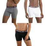 3 Pack Athletic Boxer Brief // Black + White + Gray (M)