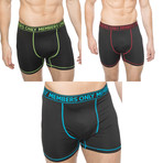3 Pack Athletic Boxer Brief Contrast Elastic // Black + Blue + Green + Red (XL)