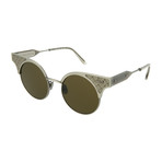 Women's Round Sunglasses // Silver + Brown