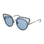 Women's Cat Eye Sunglasses // Shiny Translucent Blue + White