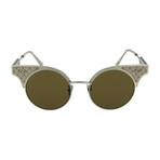 Women's Round Sunglasses // Silver + Brown