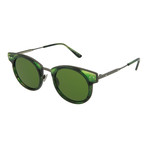 Unisex Round Sunglasses // Green + Ruthenium