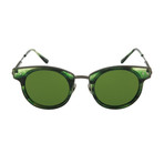 Unisex Round Sunglasses // Green + Ruthenium