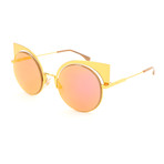 Fendi // Women's 0177 Round Cat Eye Sunglasses // Yellow + Gold