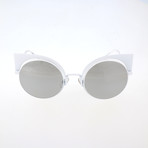 Women's 0177 Round Cat Eye Sunglasses // White