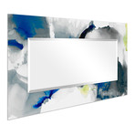Ephemeral Rectangular Beveled Mirror // Free Floating Printed Tempered Art Glass