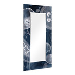 Moon Jellies Rectangular Beveled Mirror // Free Floating Printed Tempered Art Glass