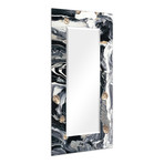 Ebony & Ivory Rectangular Beveled Mirror // Free Floating Printed Tempered Art Glass