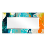 Tidal Abstract Rectangular Beveled Mirror // Free Floating Printed Tempered Art Glass