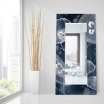 Moon Jellies Rectangular Beveled Mirror // Free Floating Printed Tempered Art Glass