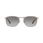 Men's Polarized Sunglasses // Matte Silver + Gray Gradient