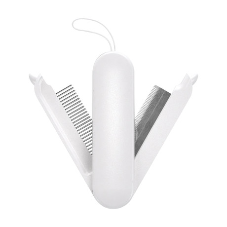 Joyne // Multi-Functional 2-in-1 Swivel Travel Grooming Comb + Deshedder (WHITE)