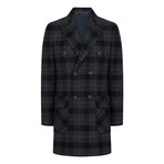 Double Breasted Wool Blend Car Coat // Navy Blue (L)