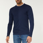 Solid Color Crewneck Sweater // Navy Blue (M)