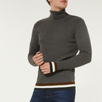 Wool Blend Statement Turtleneck Sweater // Anthracite (XL)