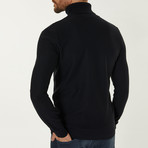Wool Blend Textured Turtleneck Sweater // Navy Blue (XS)