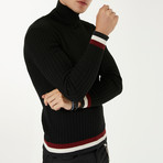 Wool Blend Statement Turtleneck Sweater // Black (L)