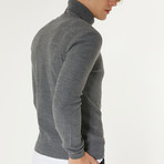 Wool Blend Textured Turtleneck Sweater // Gray (2XL)