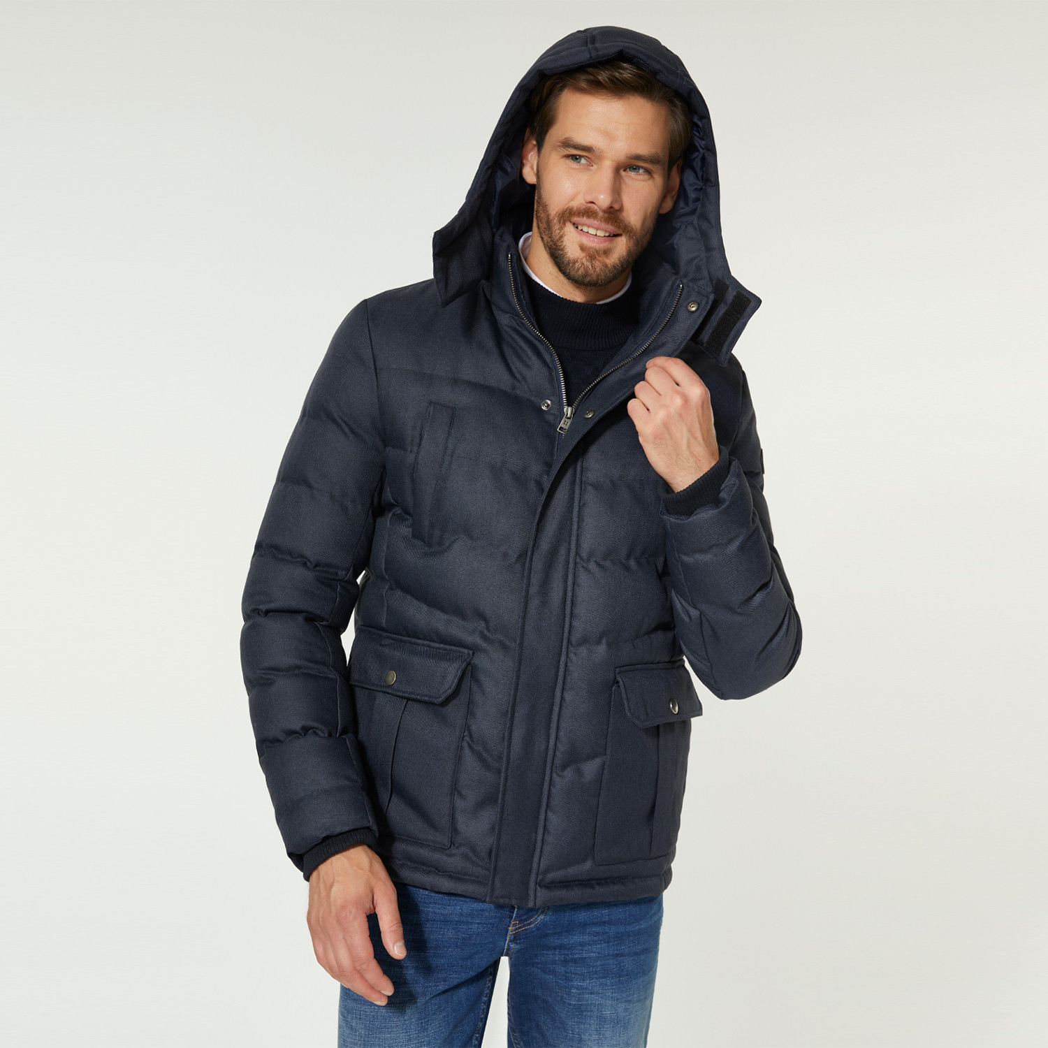 Elevated Hooded Puffer Jacket // Navy Blue (2XL) - Clearance: Outerwear ...