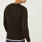 Wool Blend Textured Crewneck Sweater // Brown (XS)