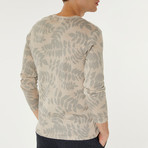 Wool Blend Lightweight Leaf Print Sweater // Beige (XS)