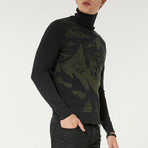 Nature Printed Turtleneck Sweater // Anthracite (XL)
