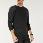 Wool Blend Printed Sleeve Crewneck Sweater // Anthracite (XS)