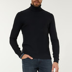 Wool Blend Textured Turtleneck Sweater // Navy Blue (2XL)
