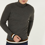 Wool Blend Statement Turtleneck Sweater // Anthracite (L)