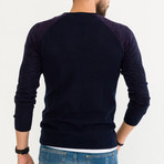 Wool Blend Heathered Crewneck Sweater // Navy Blue (M)