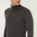 Wool Blend Statement Turtleneck Sweater // Anthracite (L)