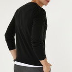 Wool Blend Textured Crewneck Sweater // Black (2XL)