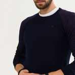 Wool Blend Heathered Crewneck Sweater // Navy Blue (XL)