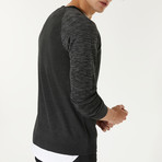 Wool Blend Printed Sleeve Crewneck Sweater // Anthracite (M)